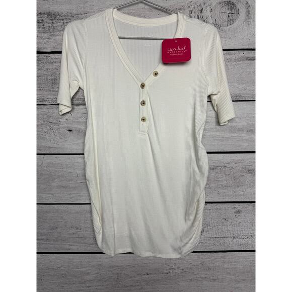 NWT Isabel Maternity Cream Henley Top - Small - Picture 1 of 2